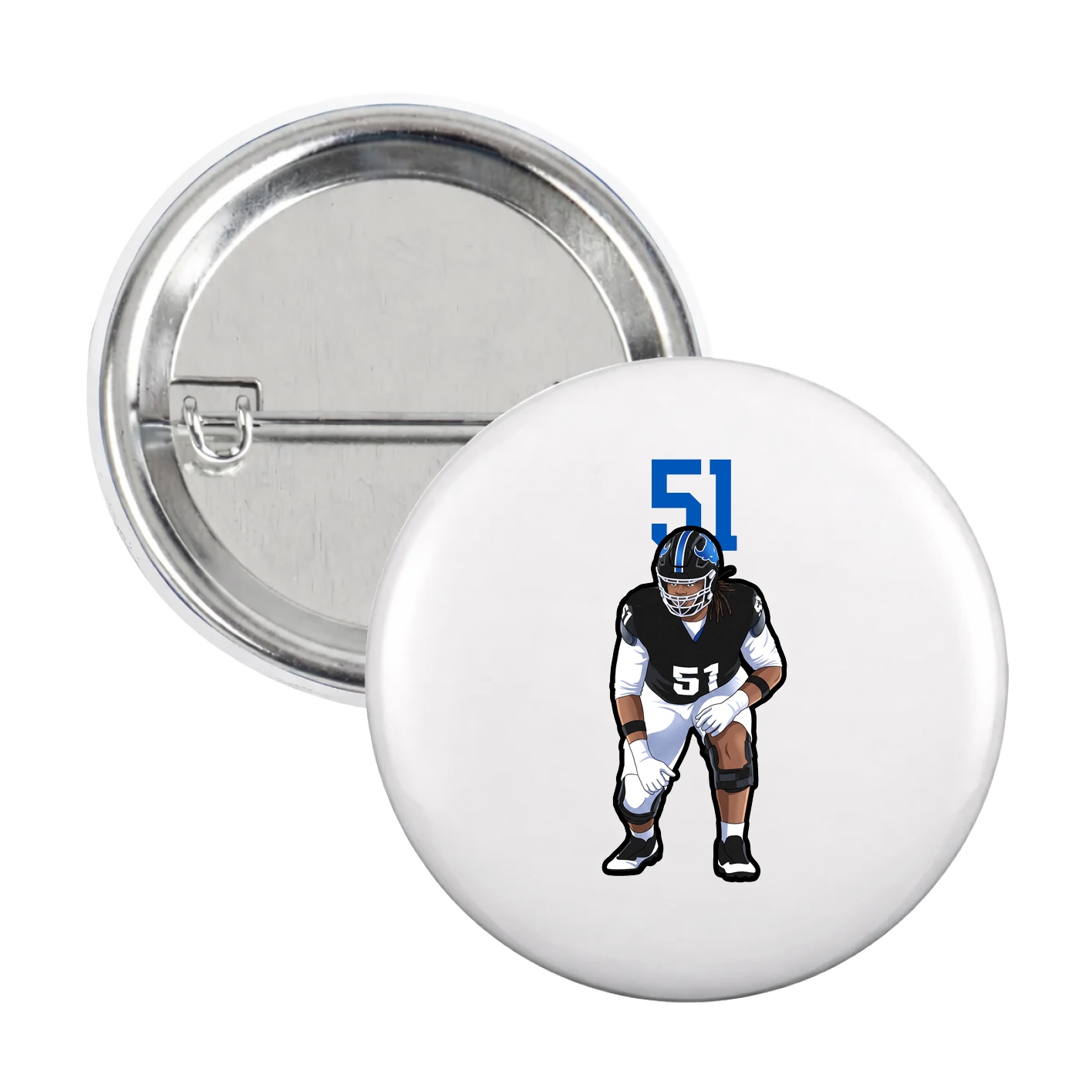 Game Day Button — Number Top in White