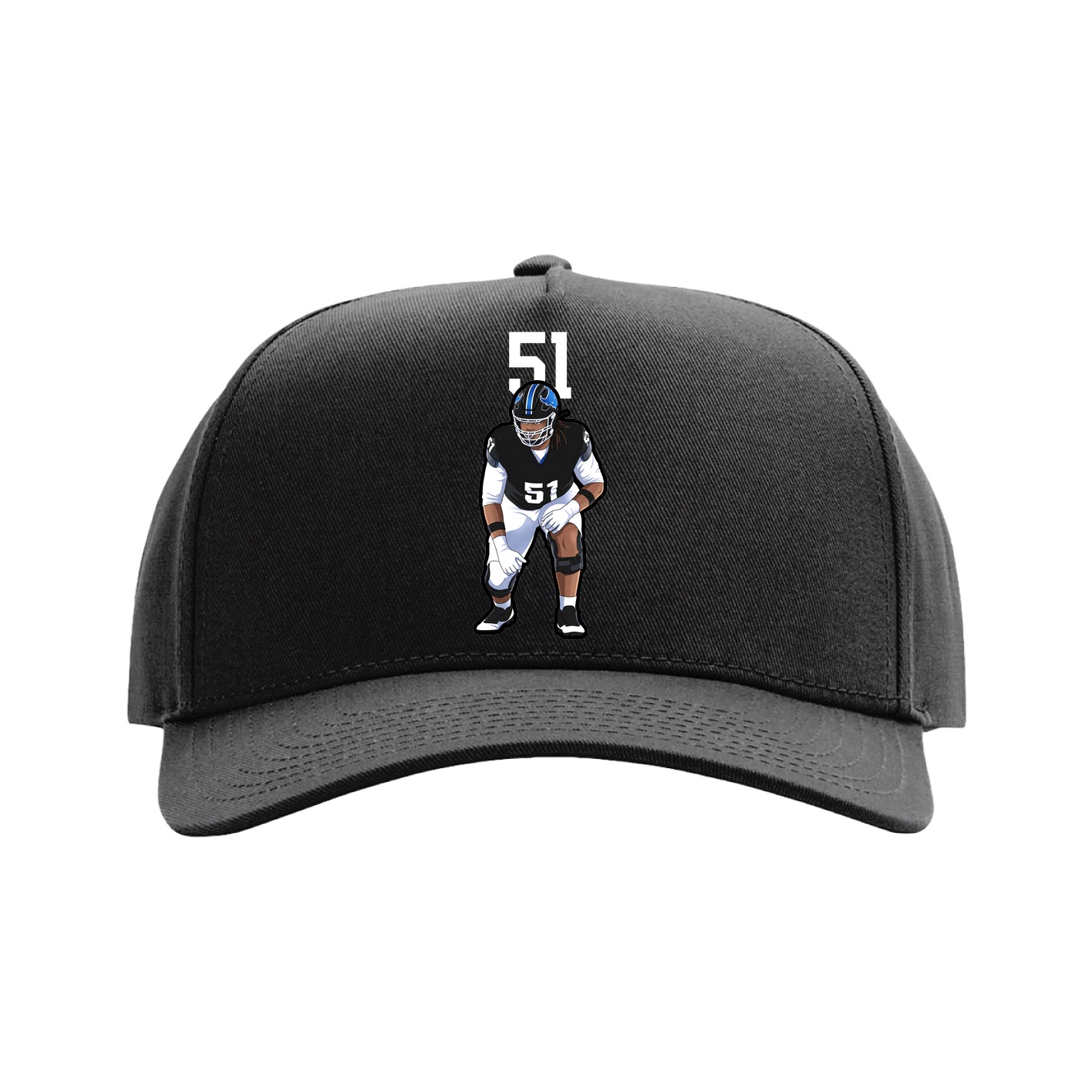 Full Fabric Five-Panel Champ Cap — Number Top in Black