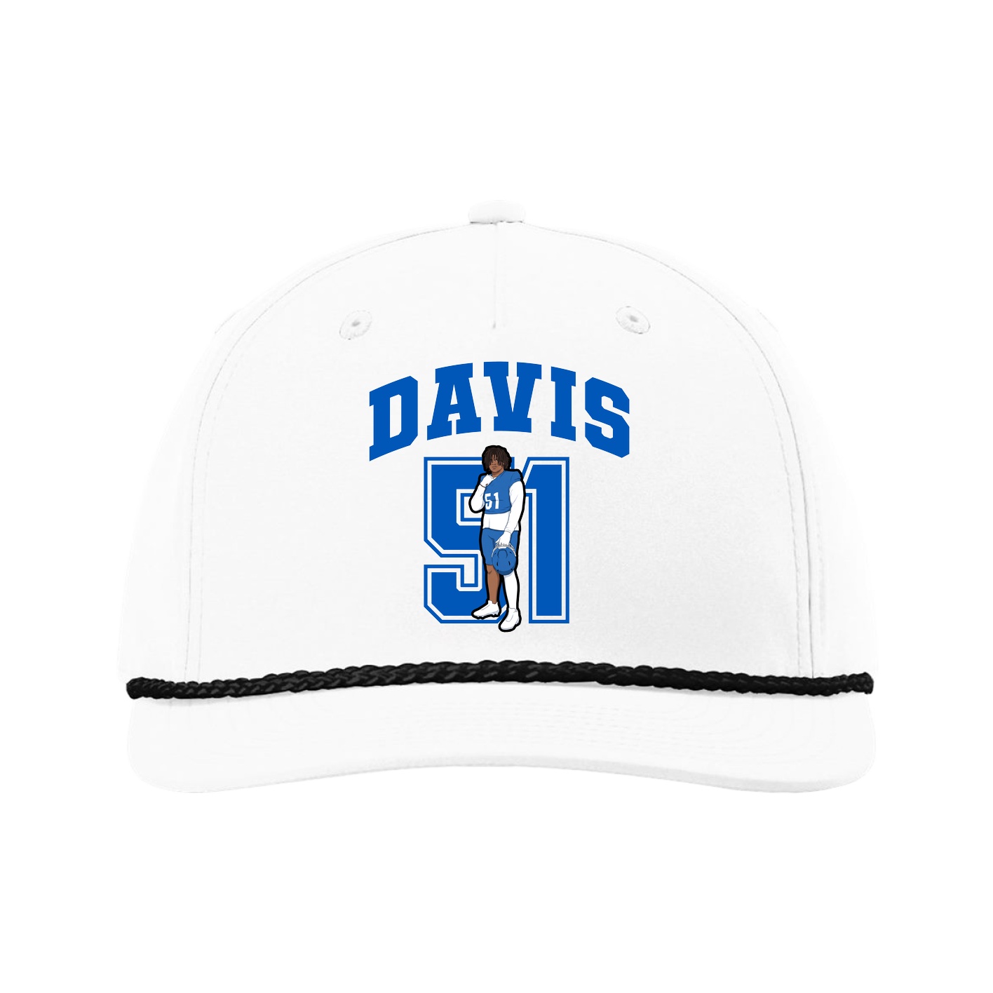 Five-Panel Classic Rope Cap — Number in White