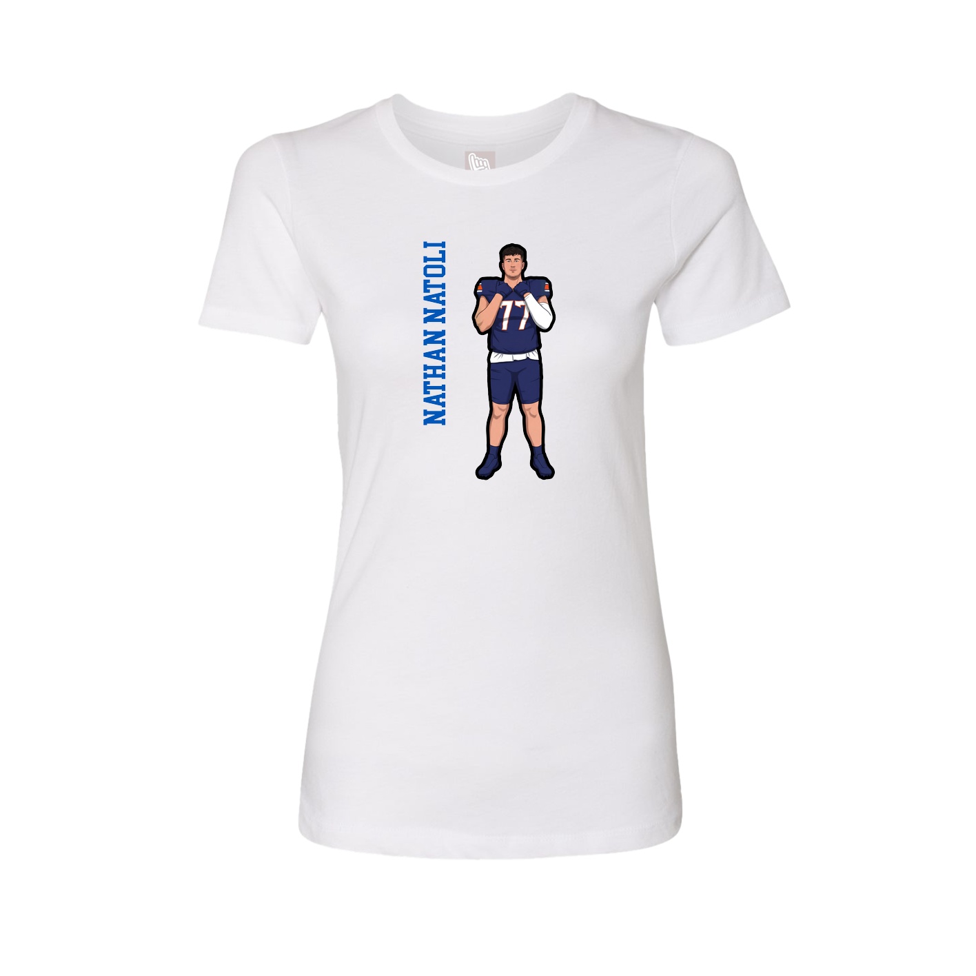 Fitted Women's Tee — Name Vertical in White