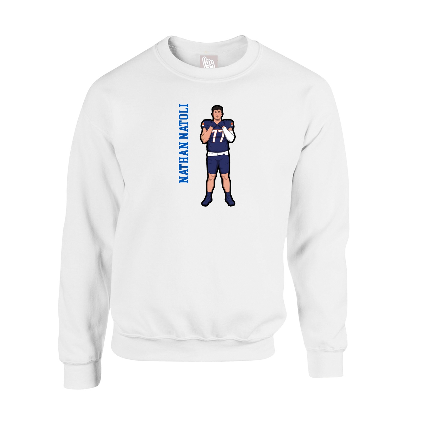 Fleece Crew — Name Vertical in White