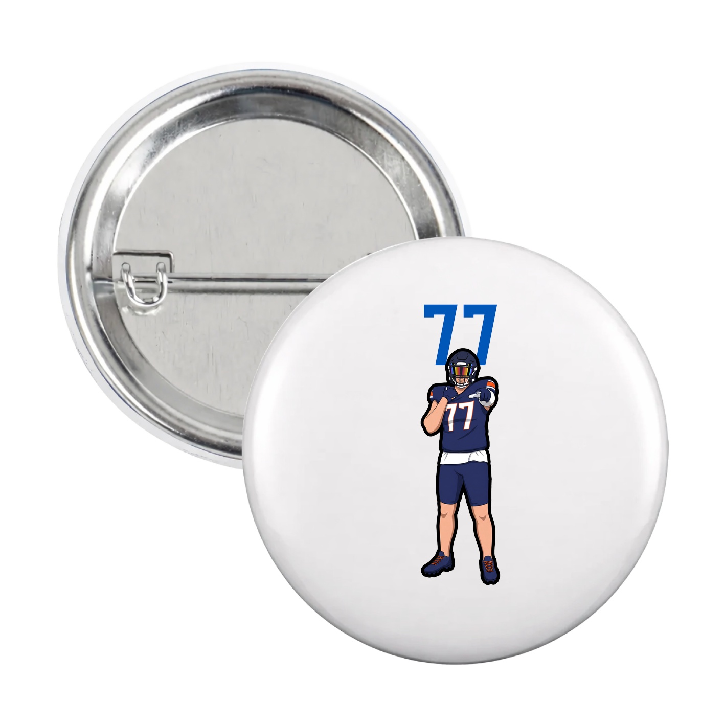 Game Day Button — Number Top in White