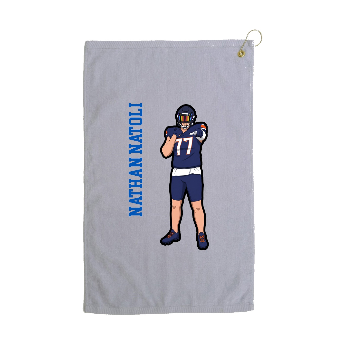 Golf Towel — Name Vertical in Grey