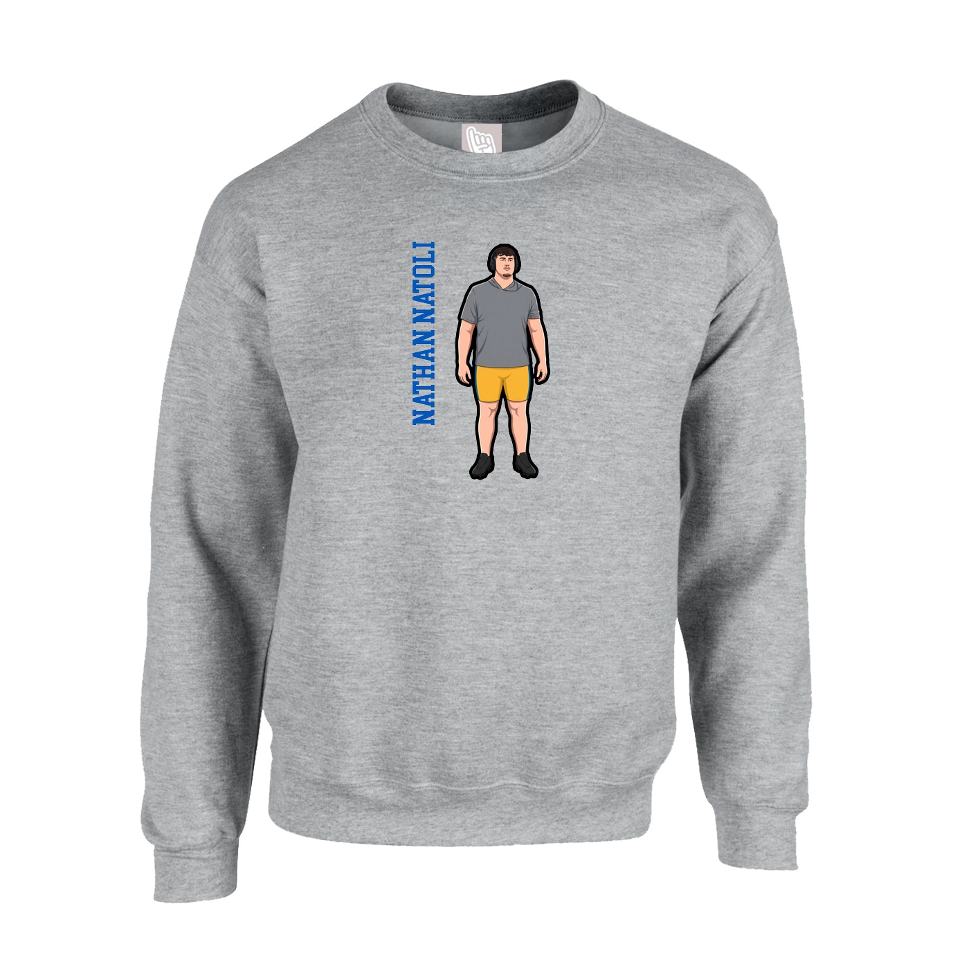 Fleece Crew — Name Vertical in Grey