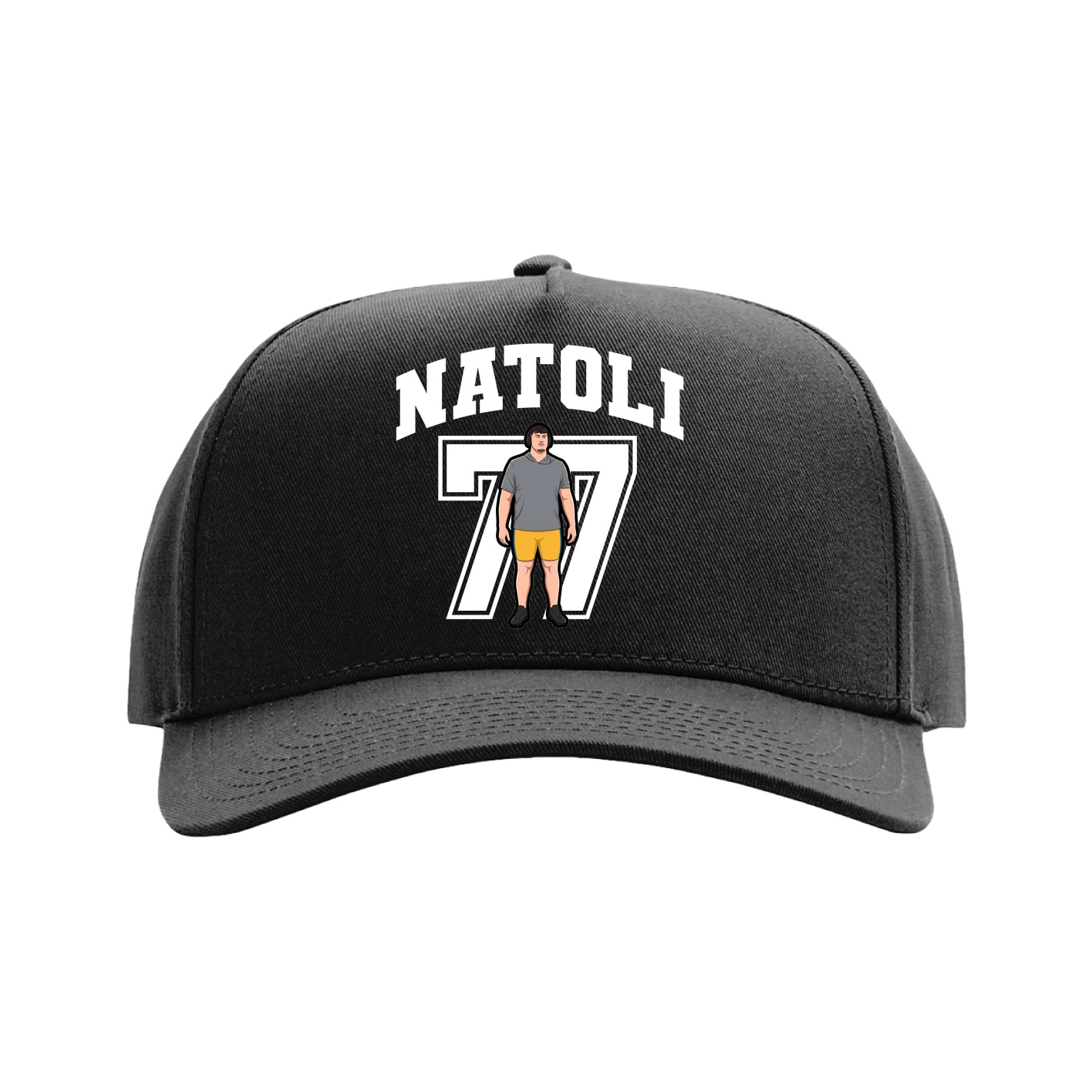 Full Fabric Five-Panel Champ Cap — Number in Black