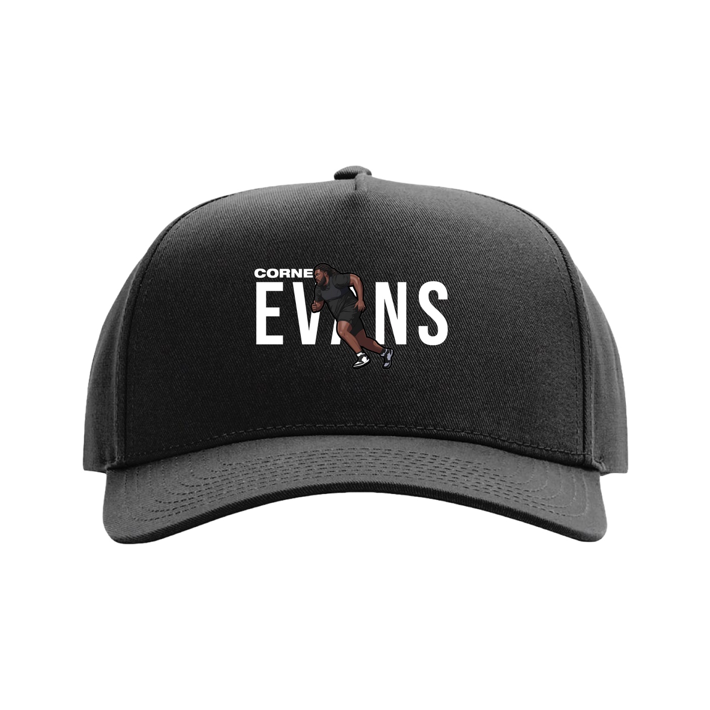 Full Fabric Five-Panel Champ Cap — Player Name in Black