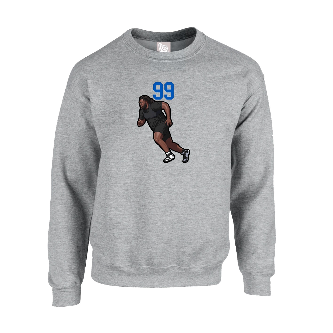 Fleece Crew — Number Top in Grey