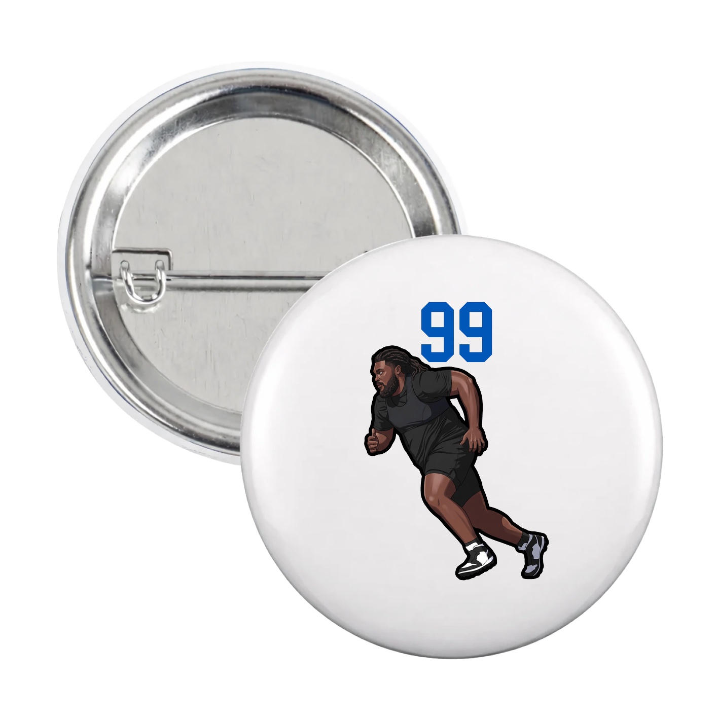 Game Day Button — Number Top in White