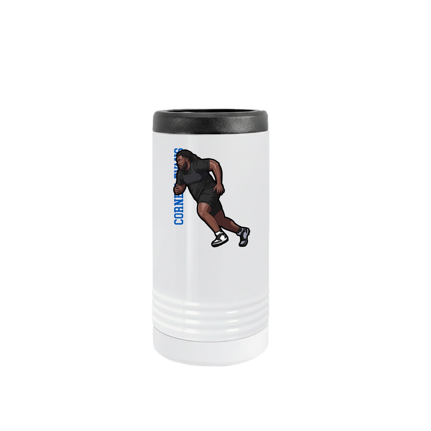 Slim Beverage Holder — Name Vertical in White