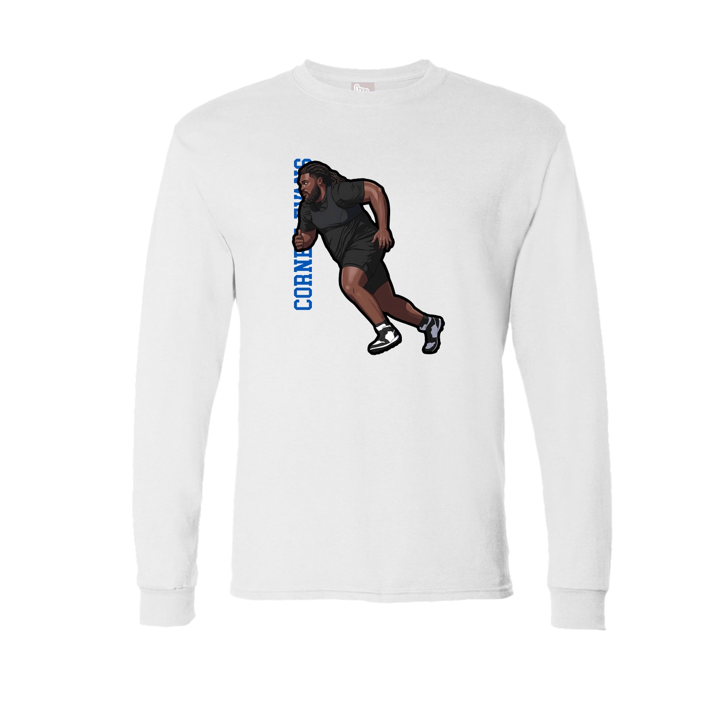 Long Sleeve Tee — Name Vertical in White