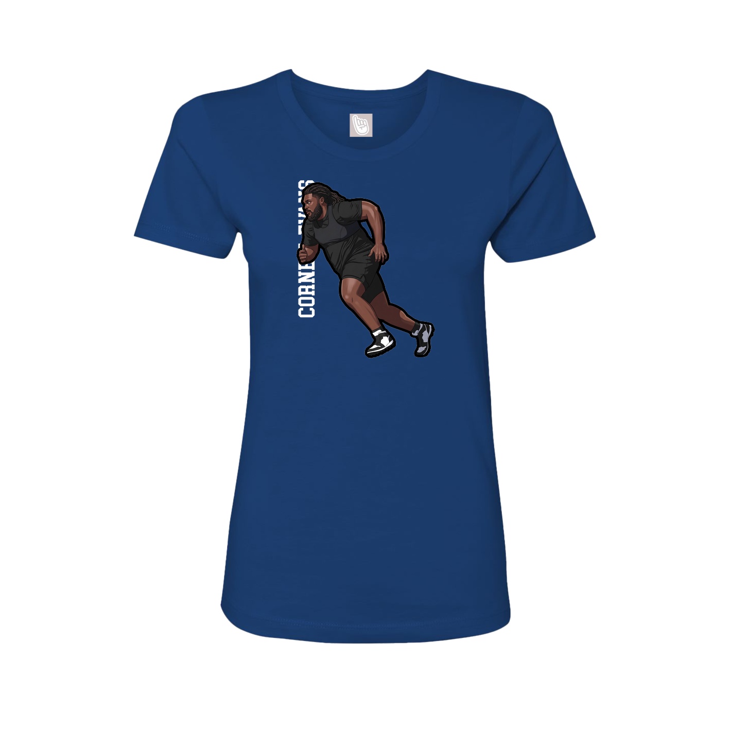 Fitted Women's Tee — Name Vertical in Royal
