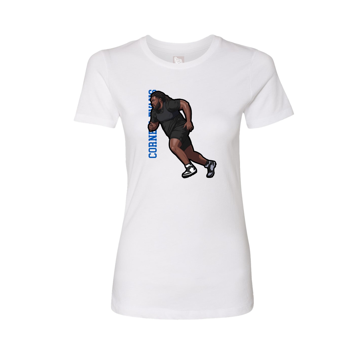 Fitted Women's Tee — Name Vertical in White