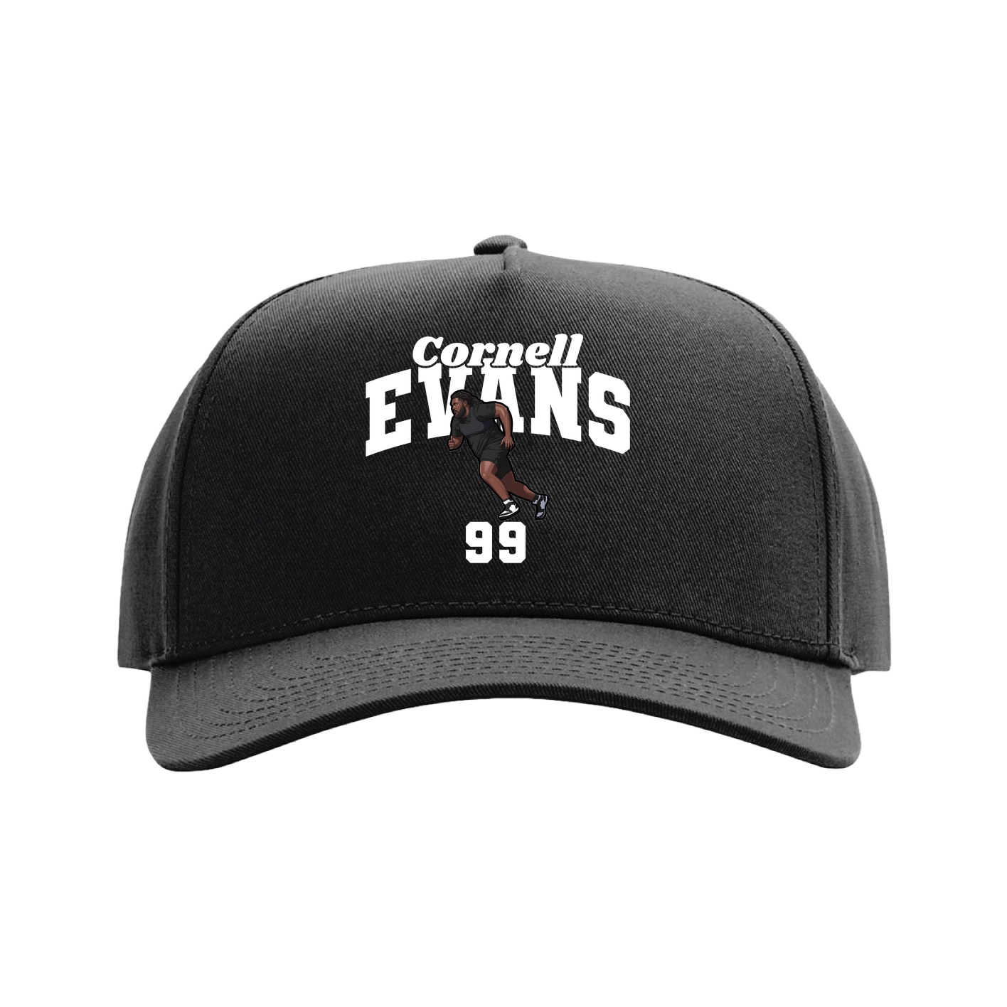 Full Fabric Five-Panel Champ Cap — Signature Arch in Black