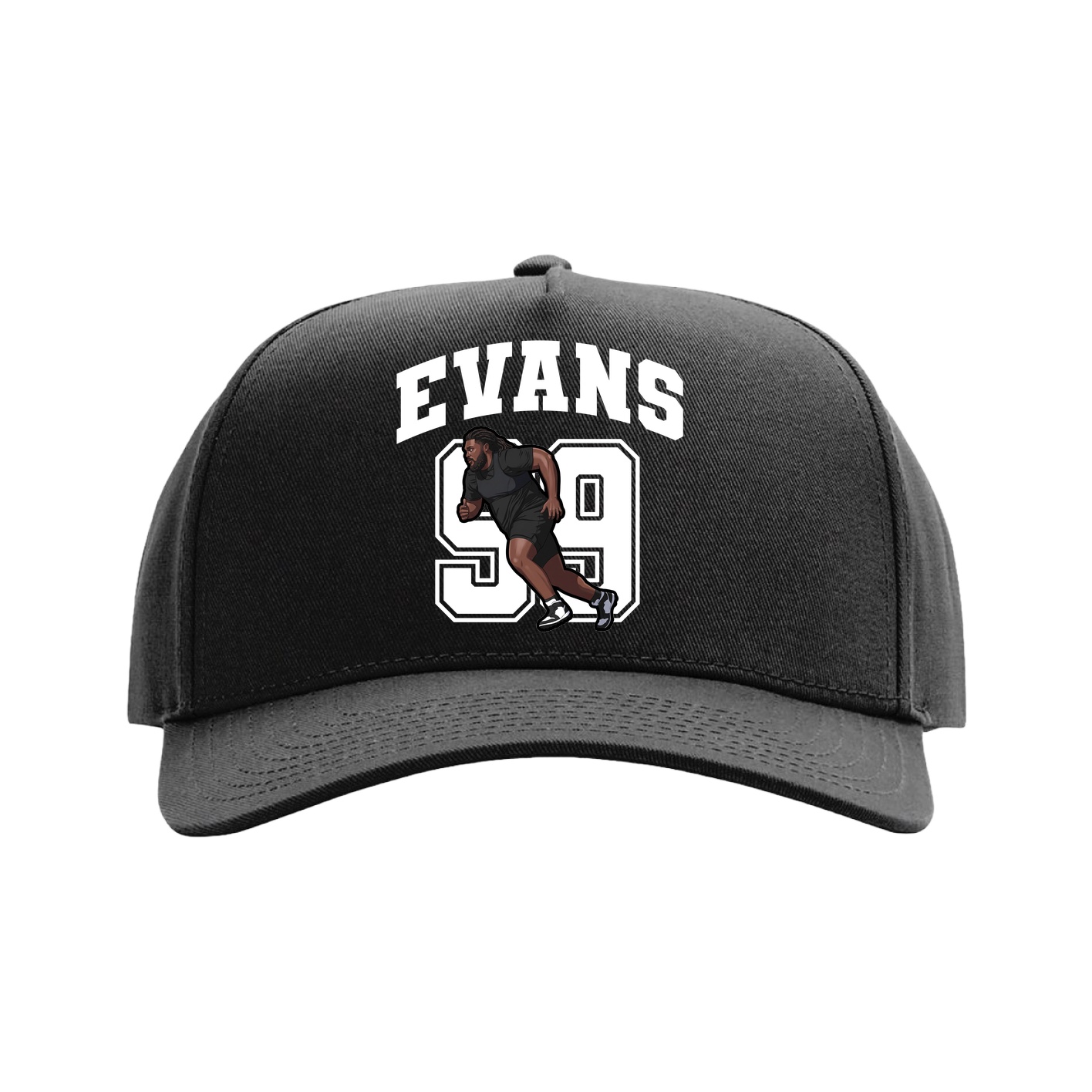 Full Fabric Five-Panel Champ Cap — Number in Black