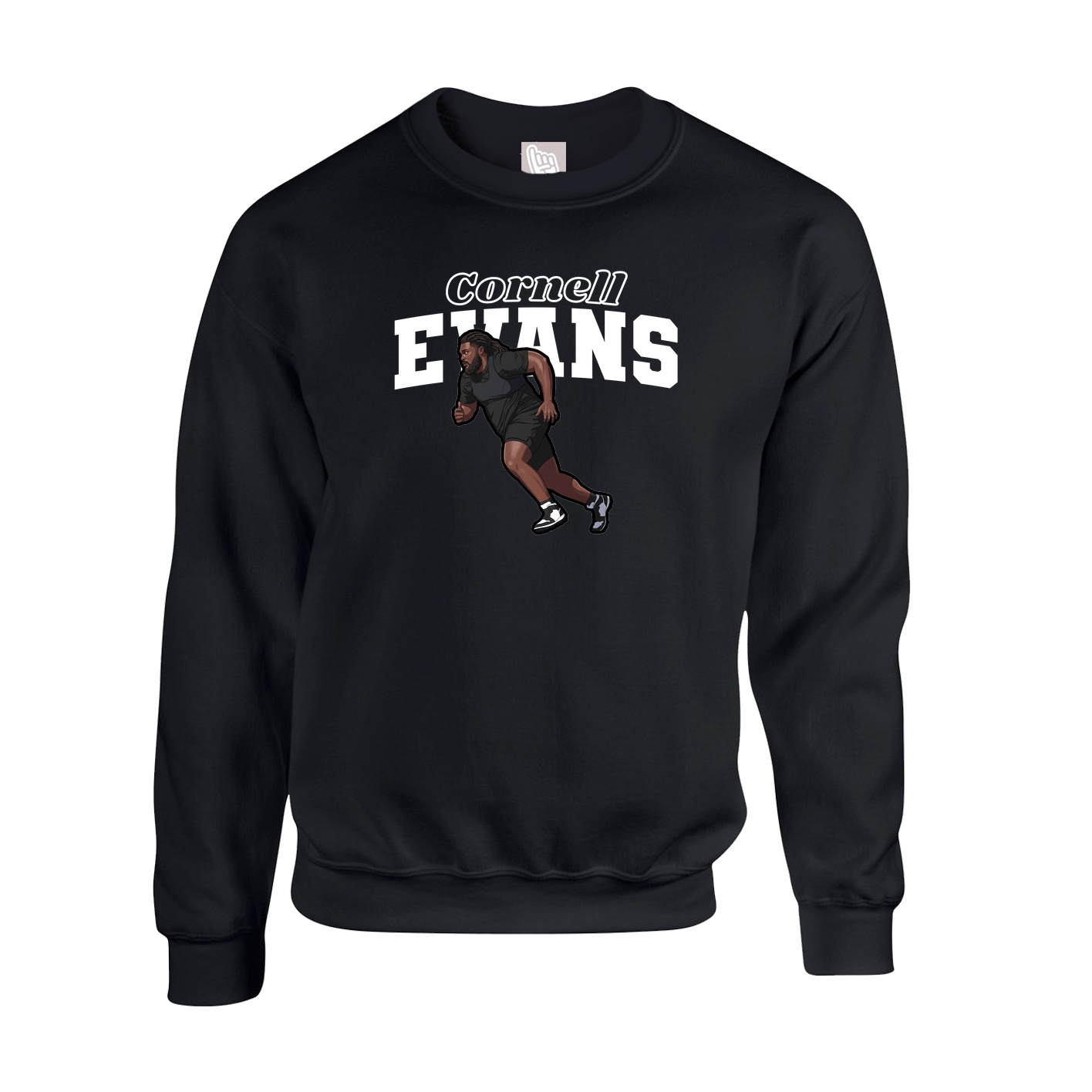 Fleece Crew — Name Arch in Black