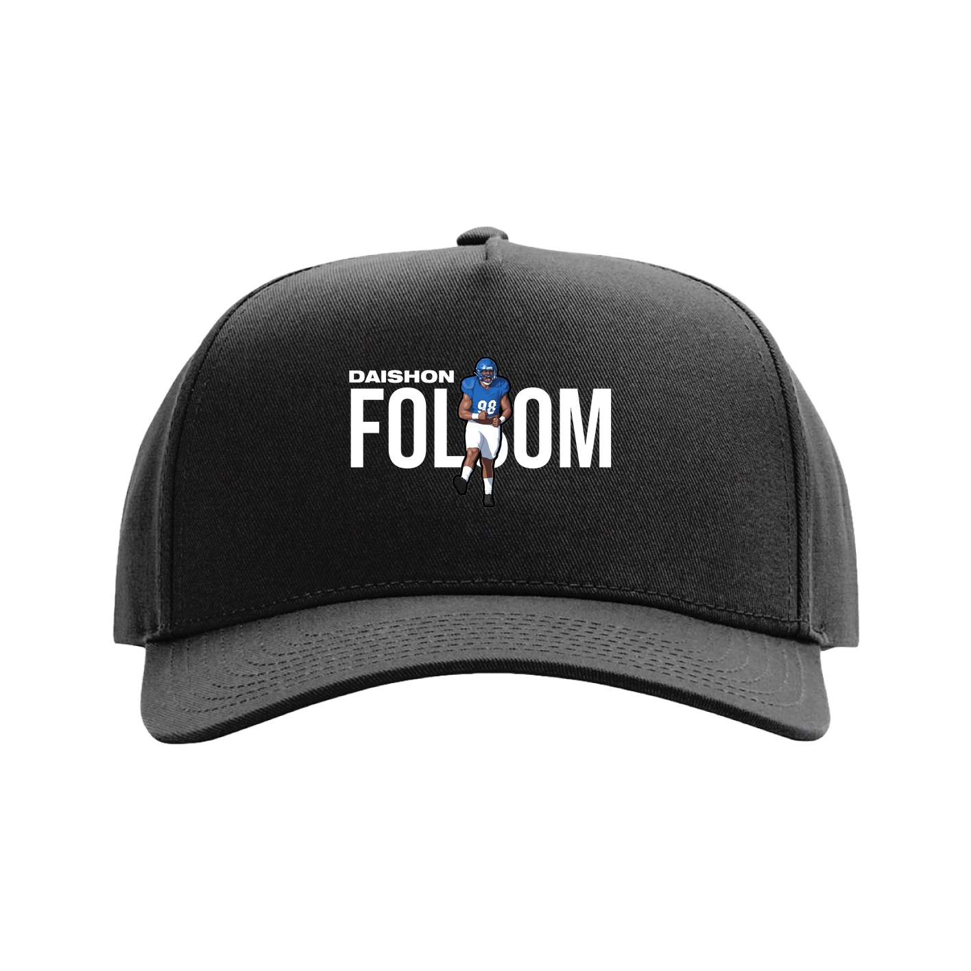 Full Fabric Five-Panel Champ Cap — Player Name in Black