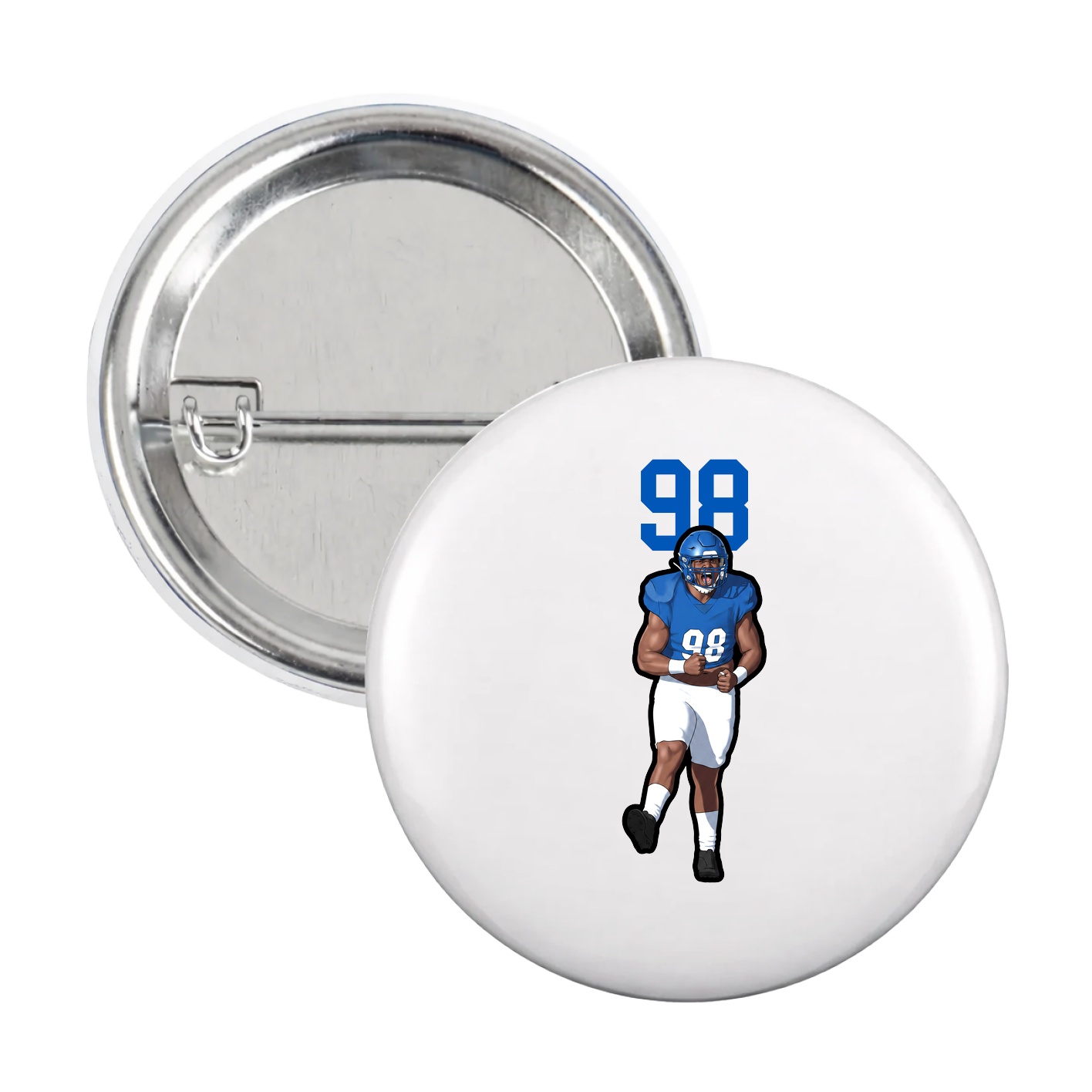 Game Day Button — Number Top in White