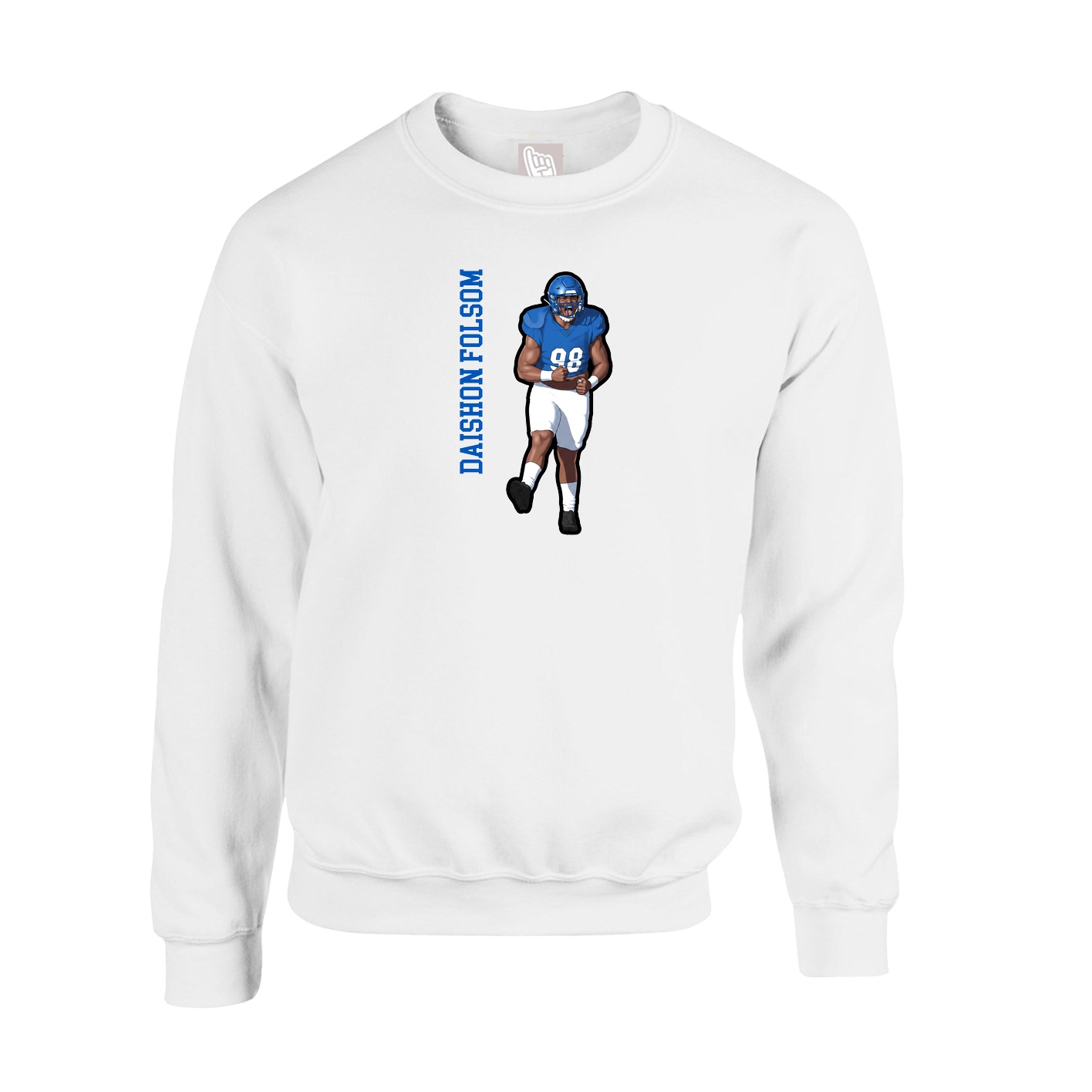 Fleece Crew — Name Vertical in White