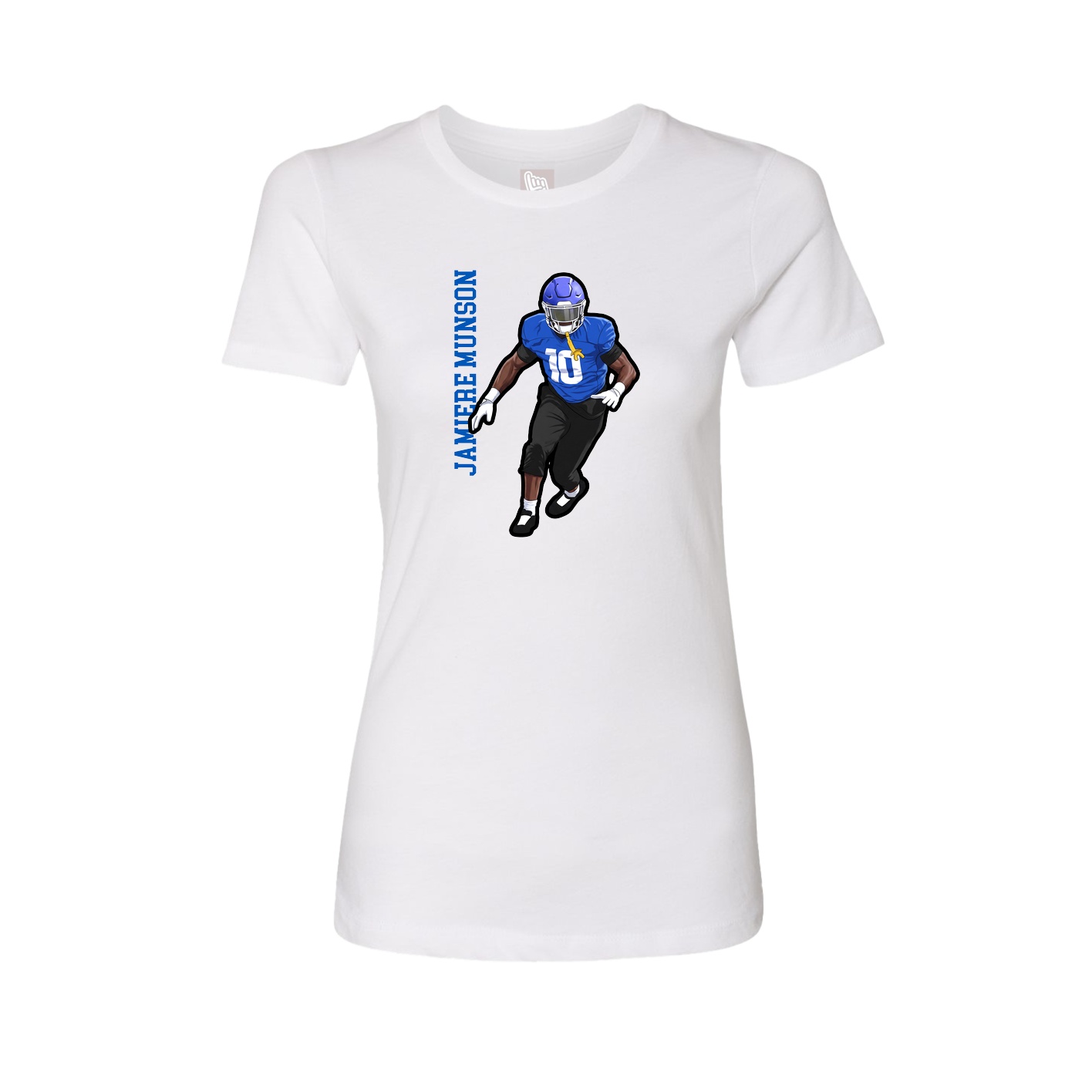 Fitted Women's Tee — Name Vertical in White