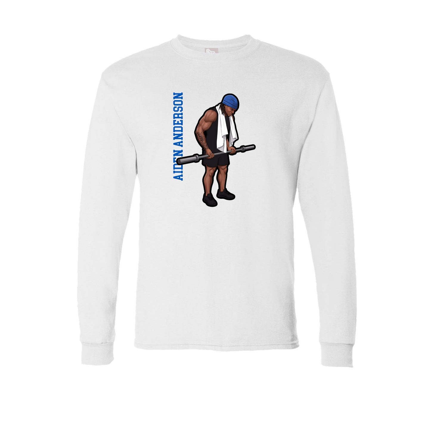 Long Sleeve Tee — Name Vertical in White