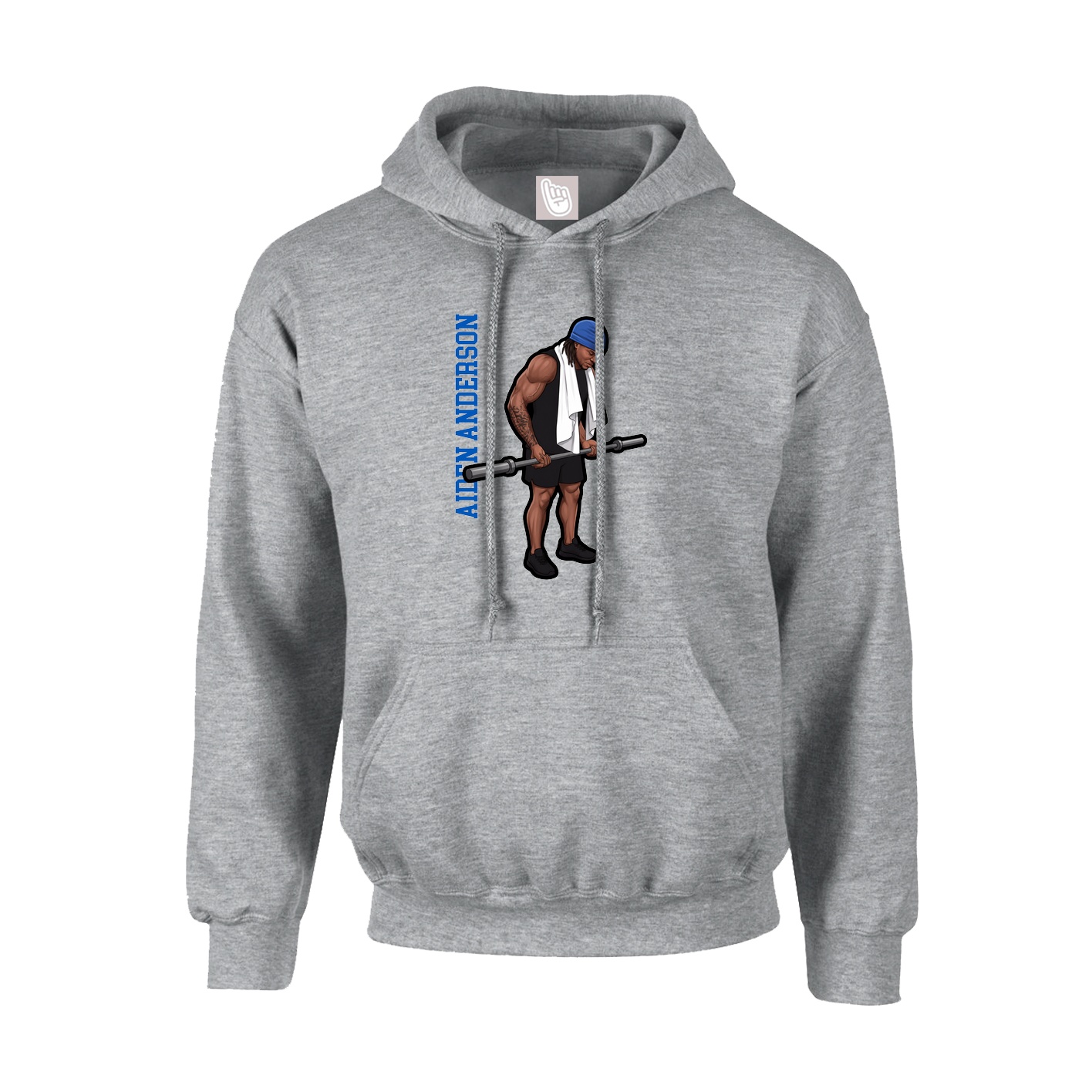 Hoodie — Name Vertical in Grey