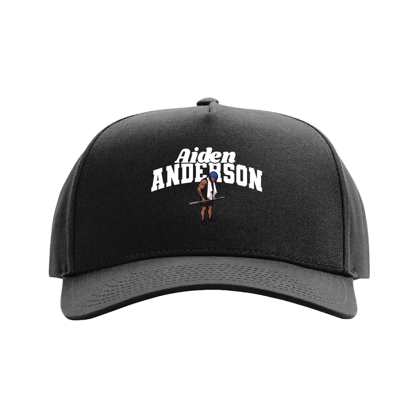 Full Fabric Five-Panel Champ Cap — Signature Arch in Black