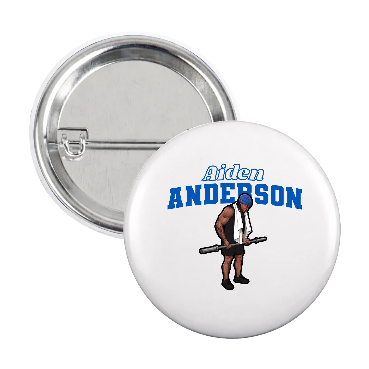 Game Day Button — Name Arch in White