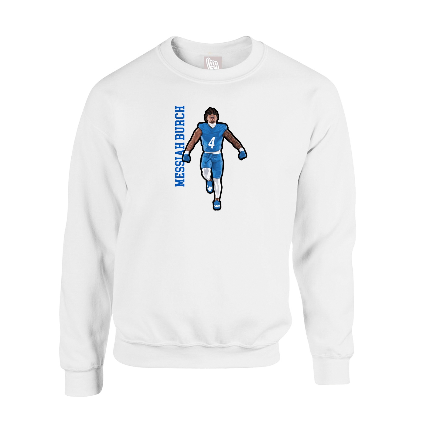 Fleece Crew — Name Vertical in White