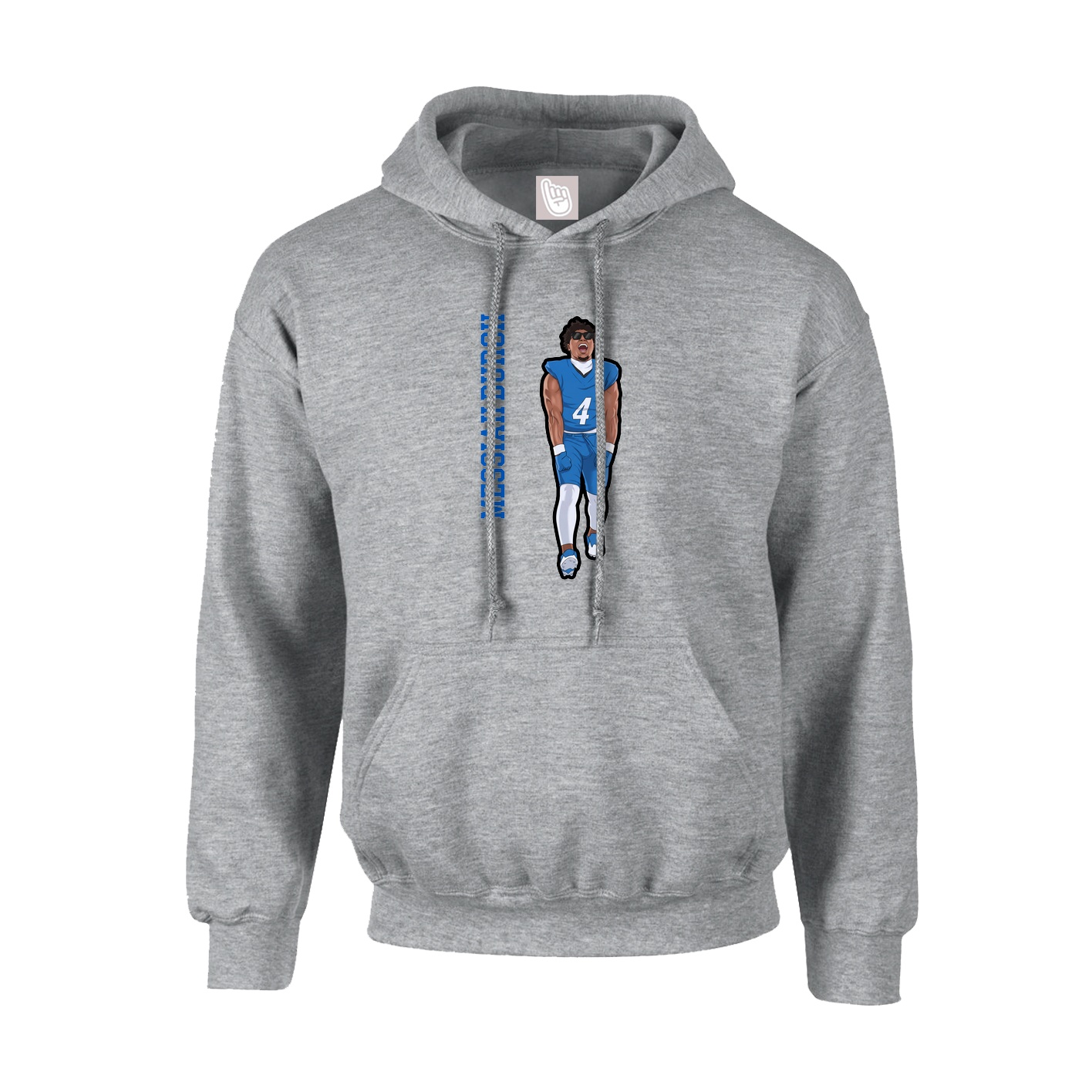 Youth Hoodie — Name Vertical in Grey
