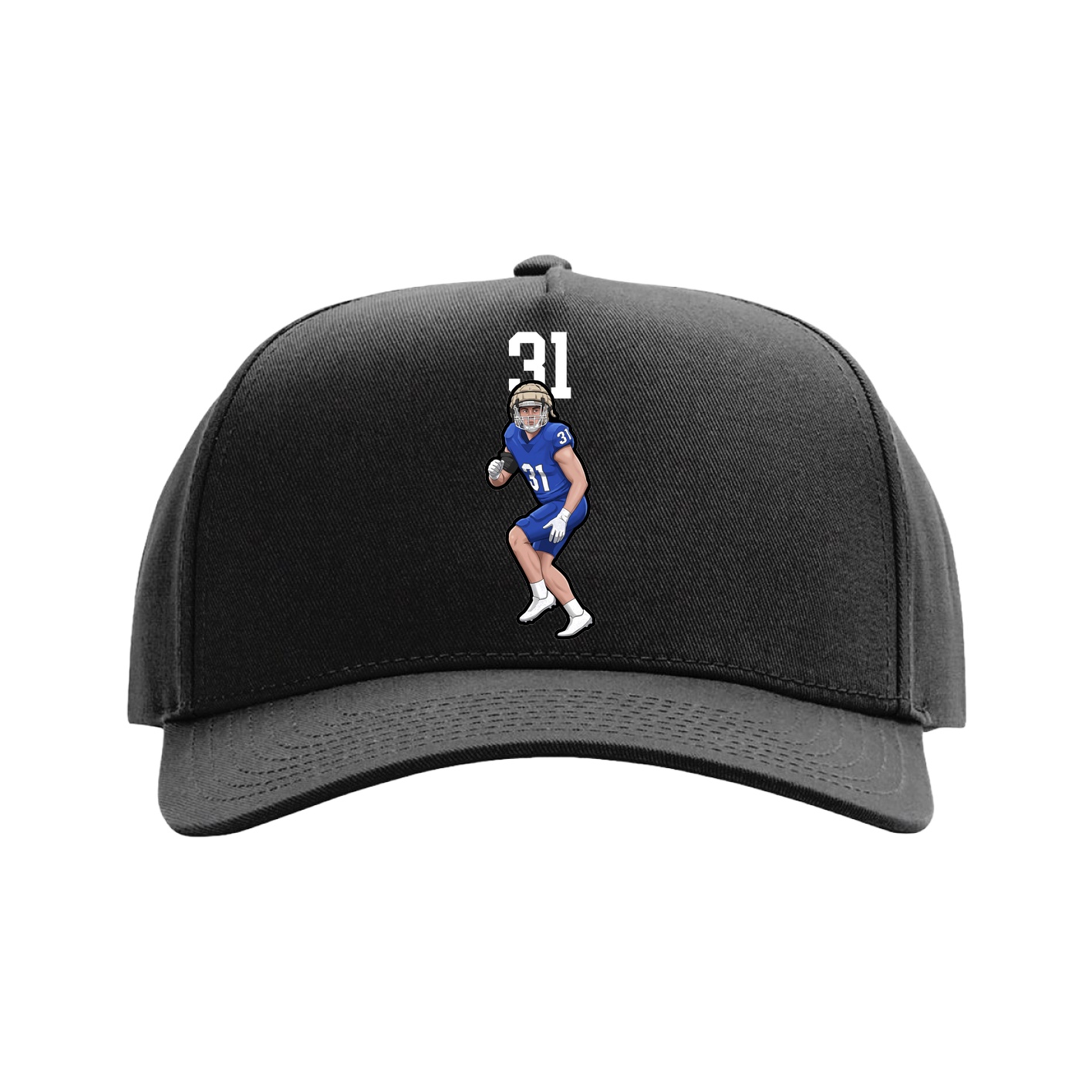 Full Fabric Five-Panel Champ Cap — Number Top in Black