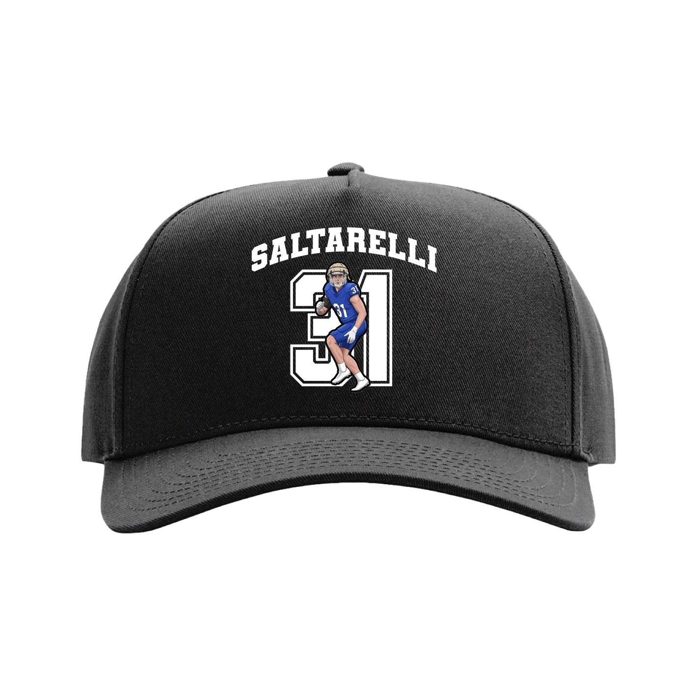Full Fabric Five-Panel Champ Cap — Number in Black