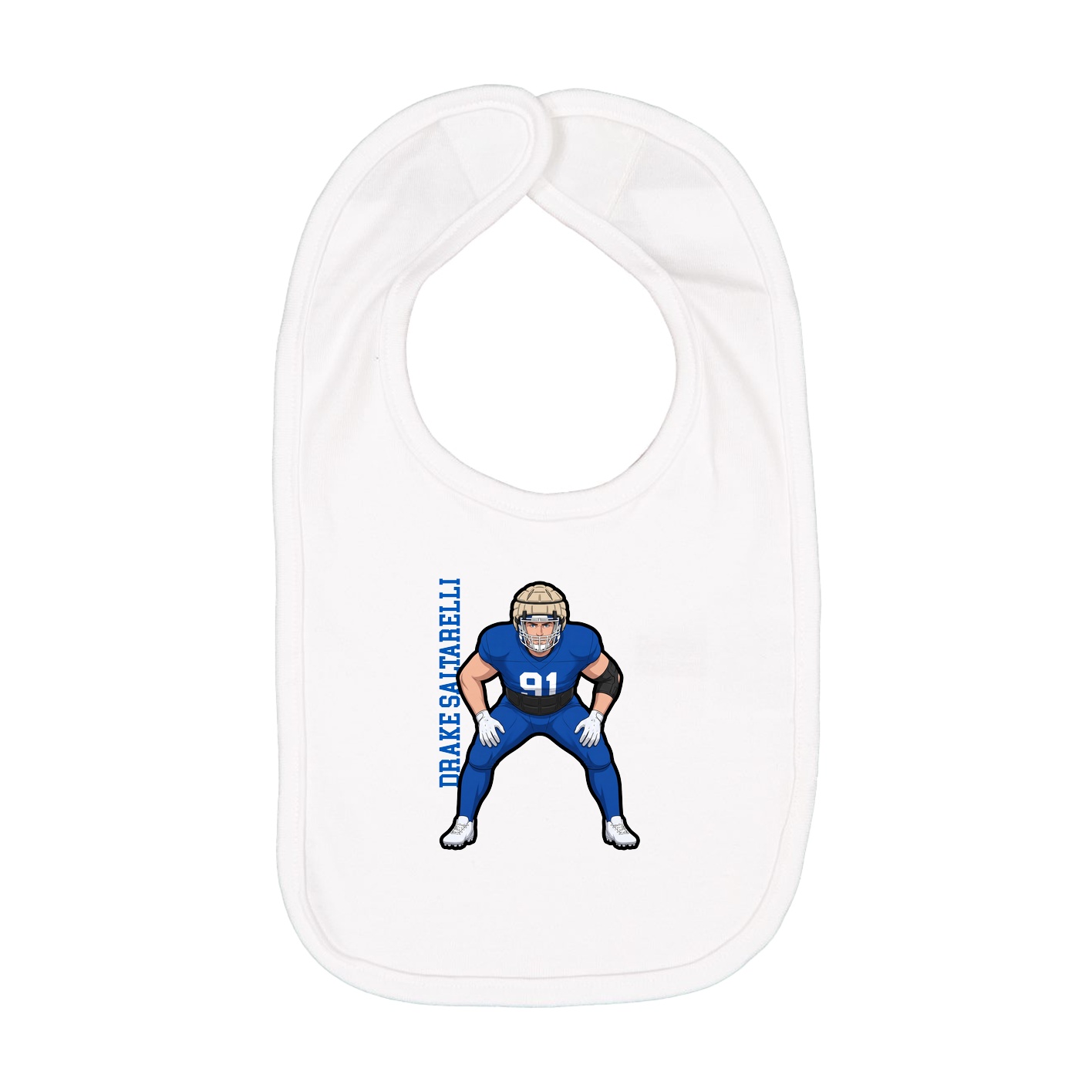 Infant Bib — Name Vertical in White