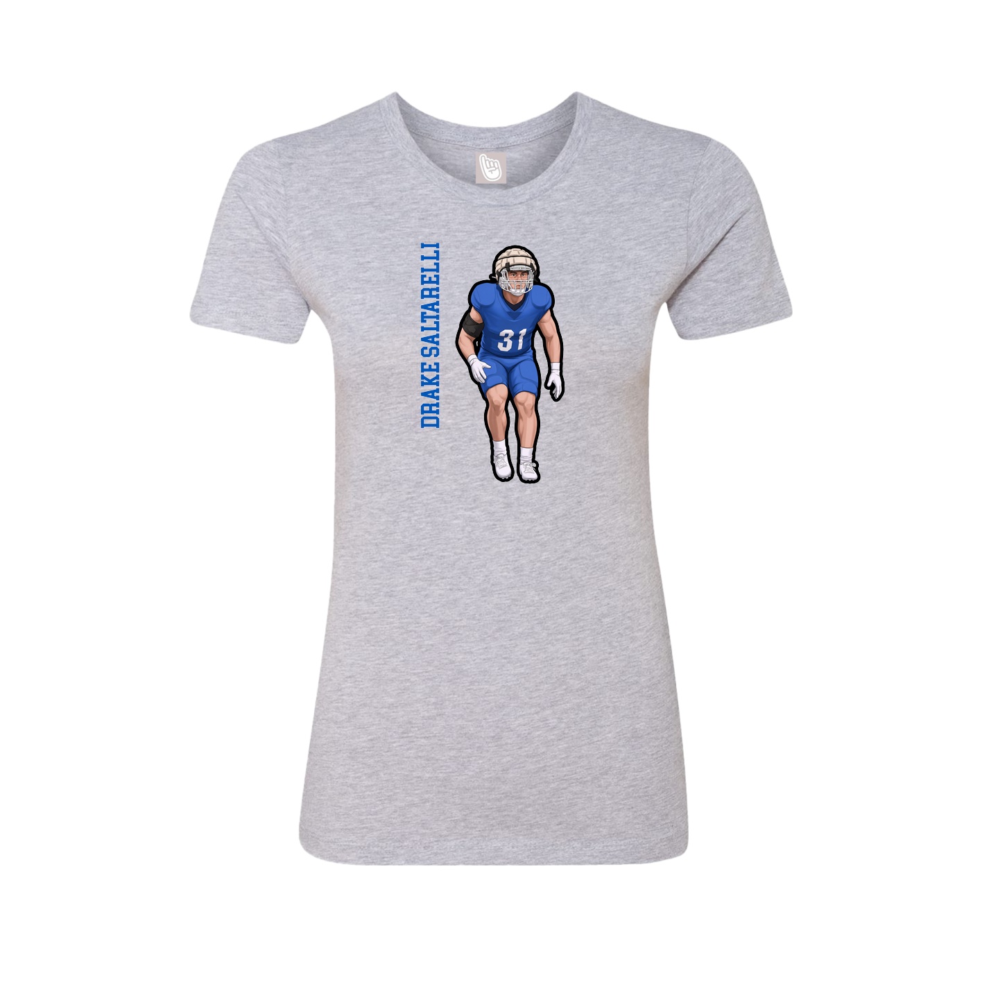 Fitted Women's Tee — Name Vertical in Grey