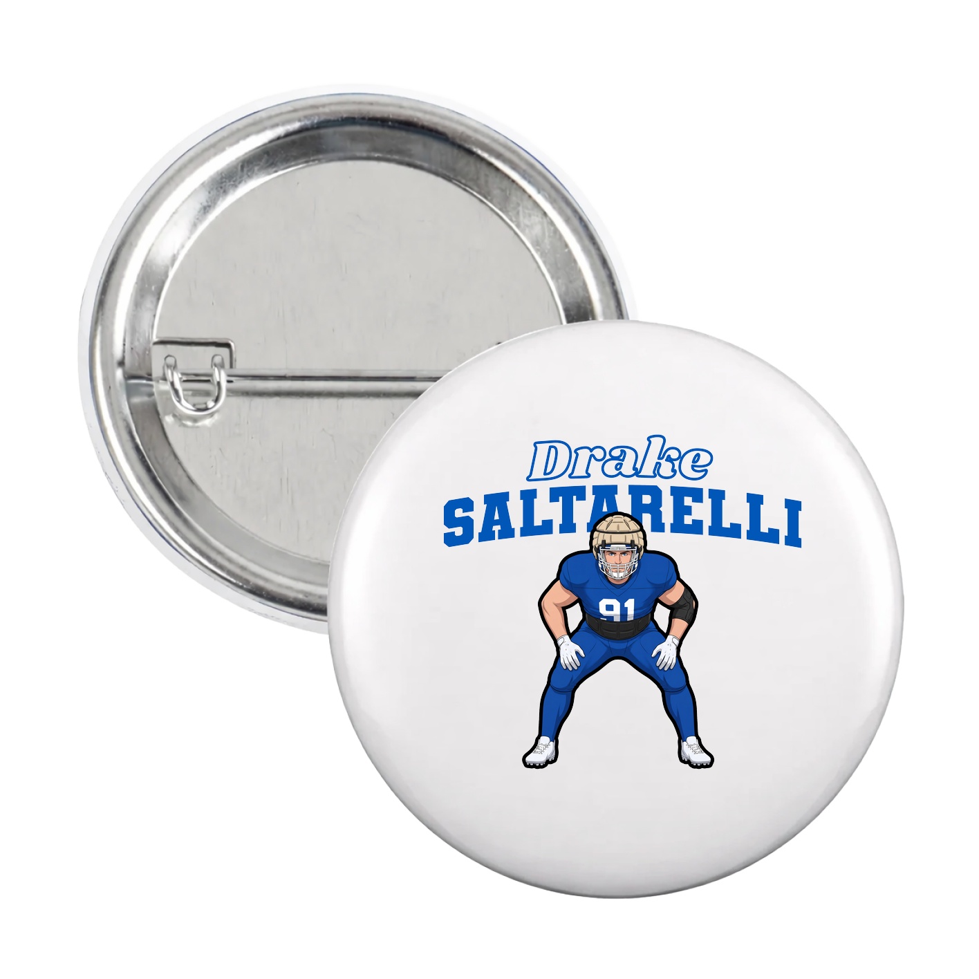 Game Day Button — Name Arch in White