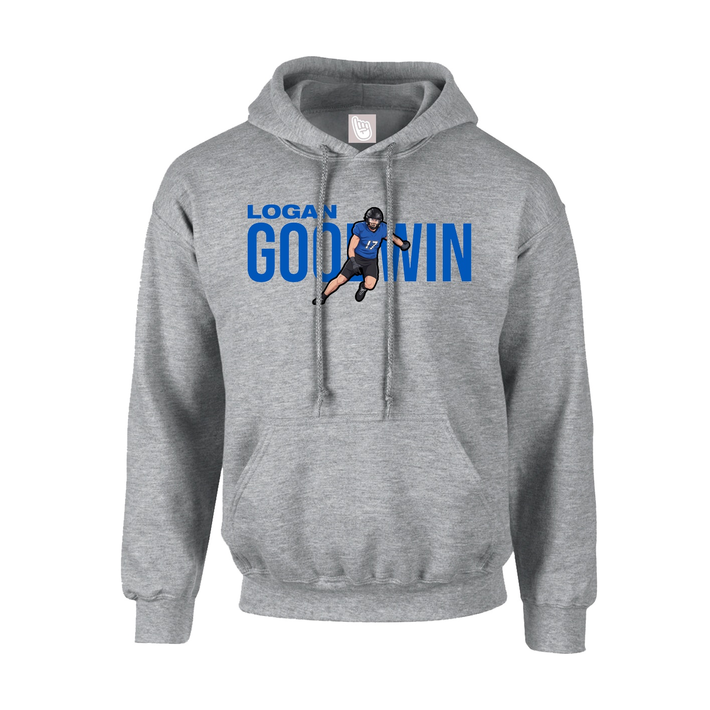 Youth Hoodie — Player Name in Grey