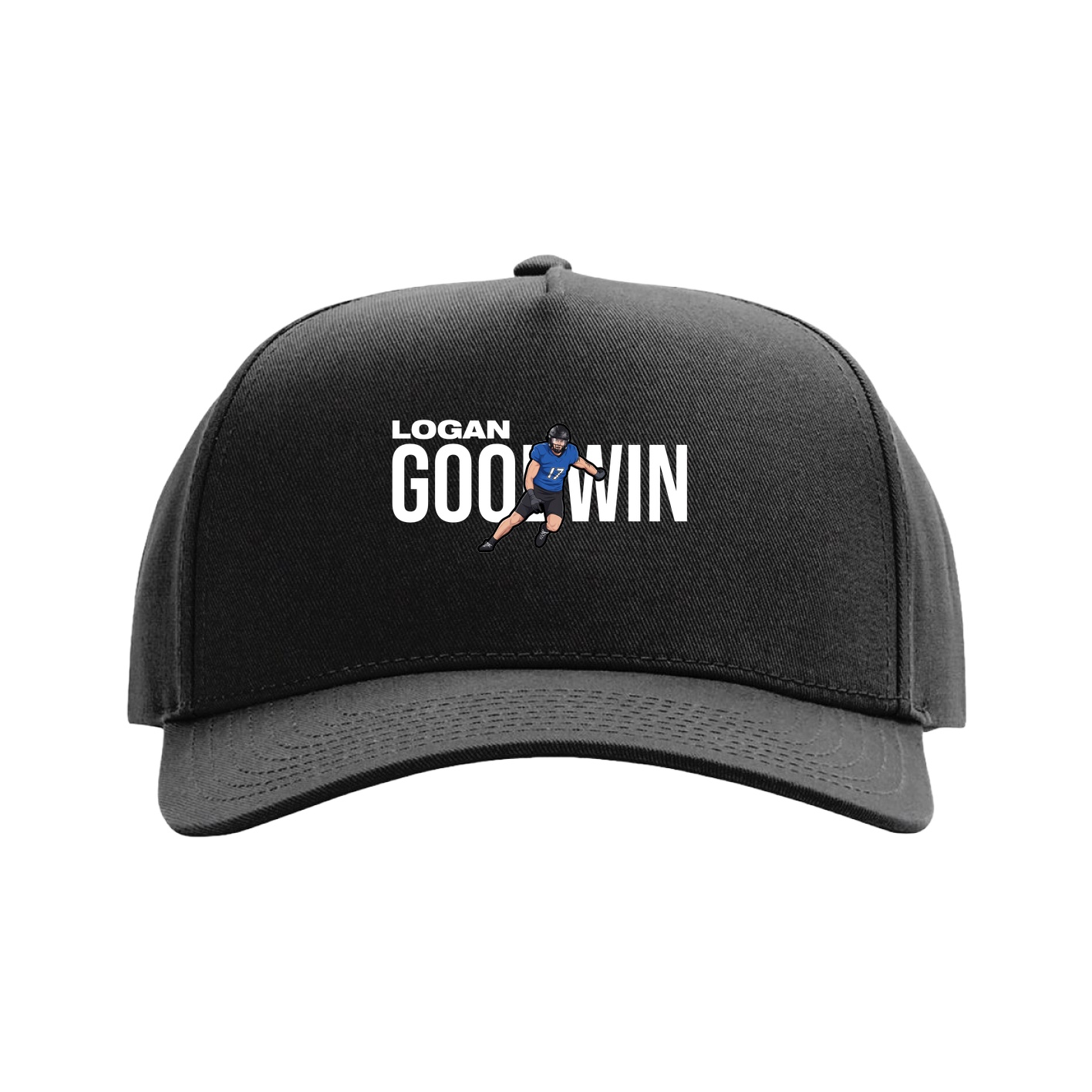 Full Fabric Five-Panel Champ Cap — Player Name in Black