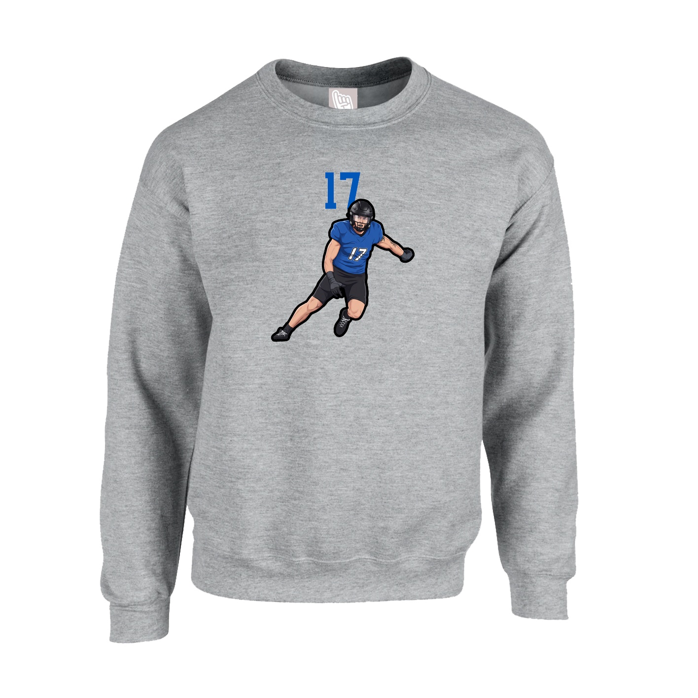 Fleece Crew — Number Top in Grey