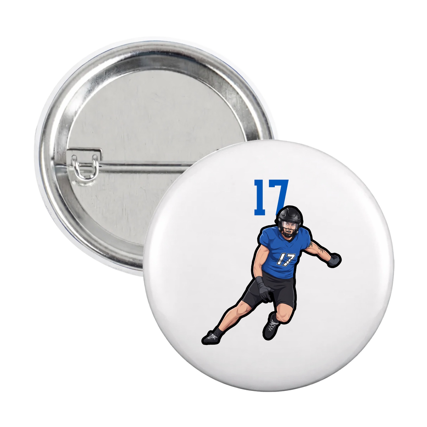 Game Day Button — Number Top in White