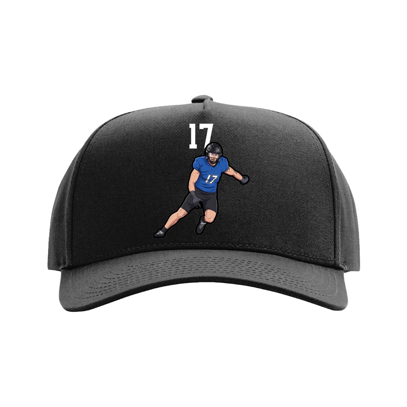 Full Fabric Five-Panel Champ Cap — Number Top in Black