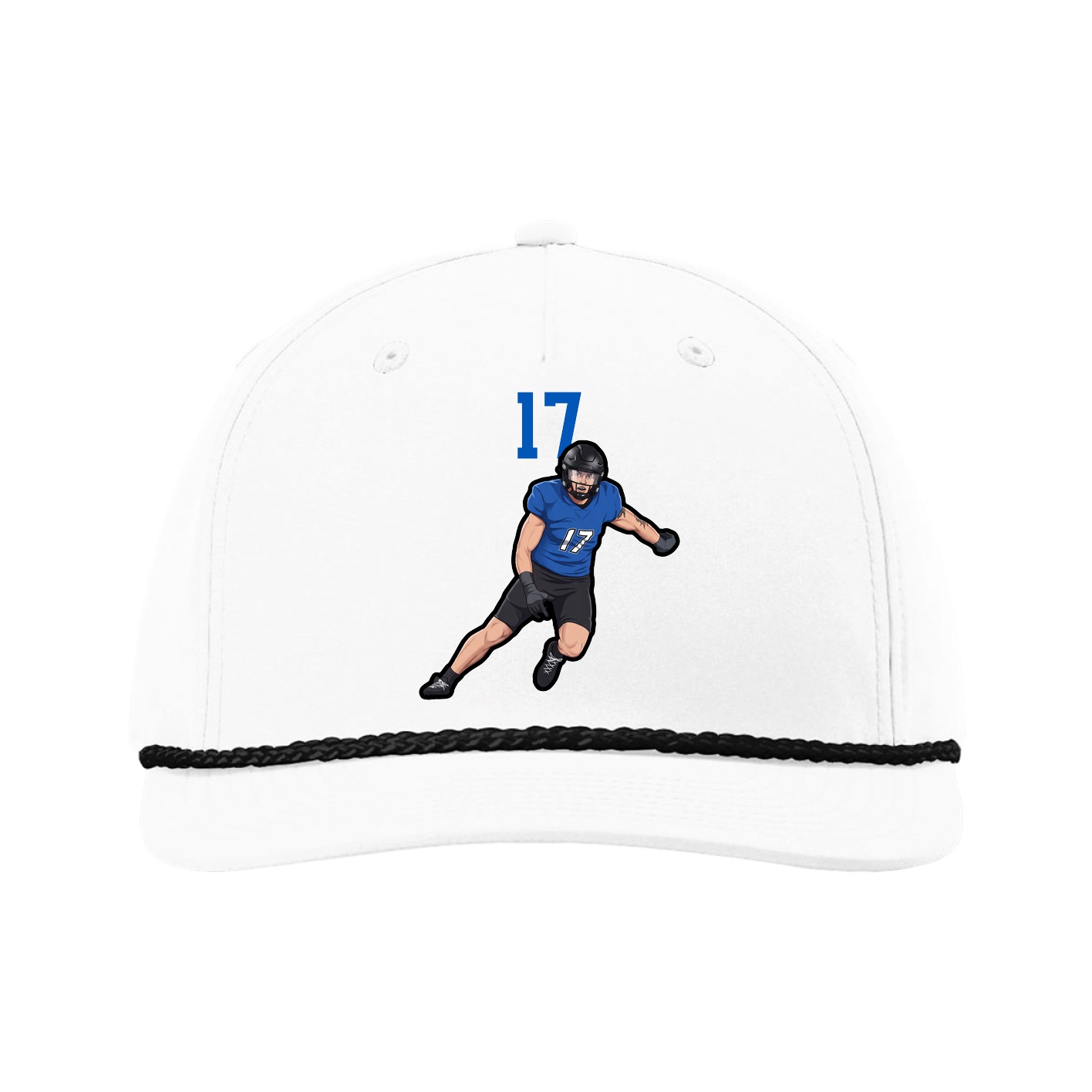Five-Panel Classic Rope Cap — Number Top in White