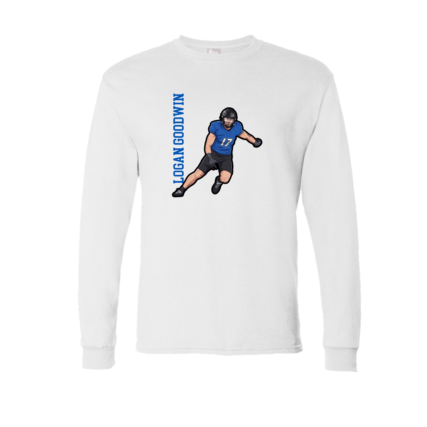 Long Sleeve Tee — Name Vertical in White