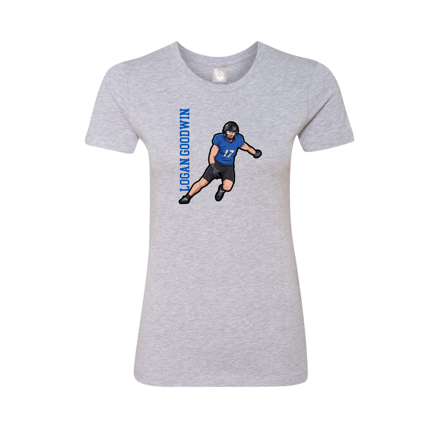 Fitted Women's Tee — Name Vertical in Grey
