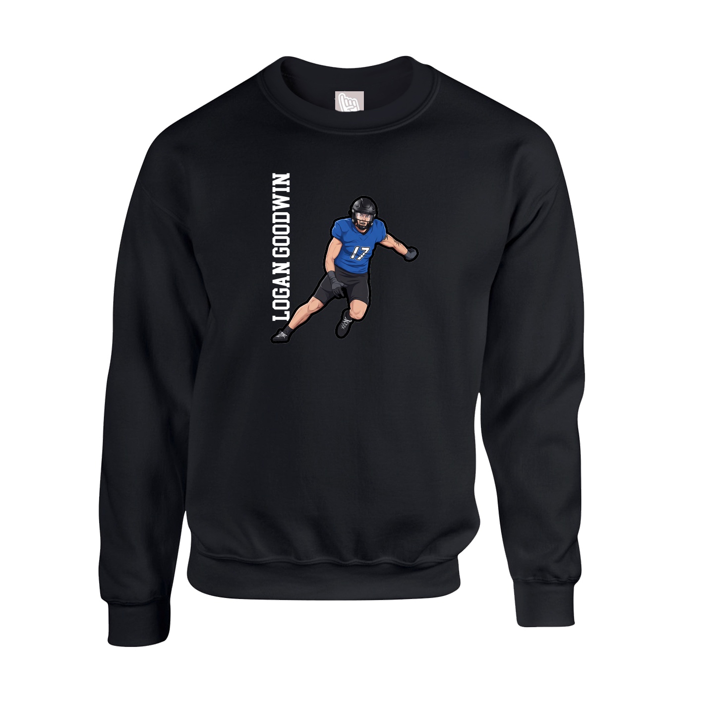 Fleece Crew — Name Vertical in Black