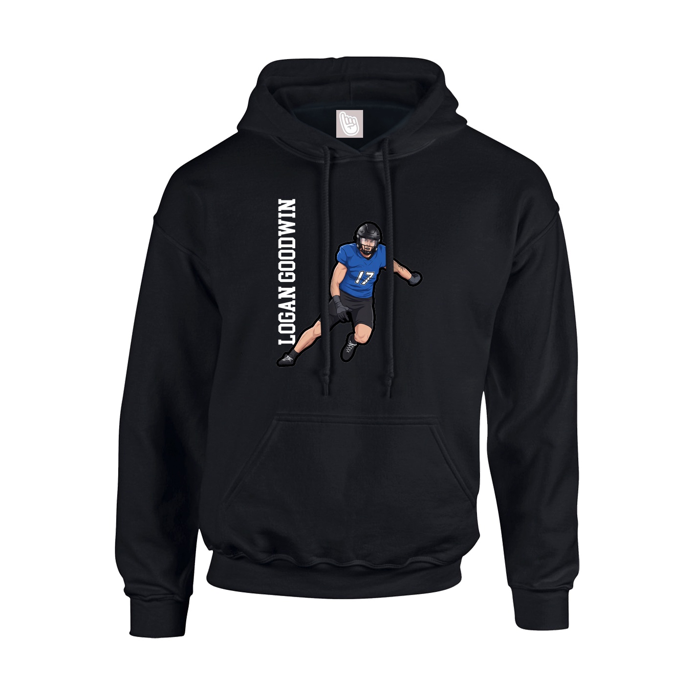 Youth Hoodie — Name Vertical in Black
