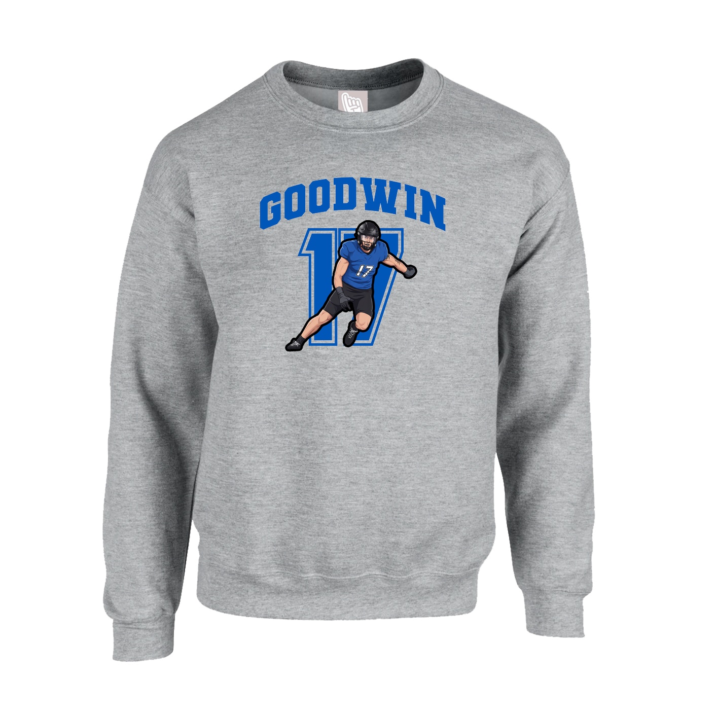 Fleece Crew — Number in Grey