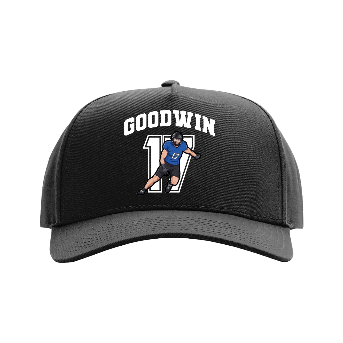 Full Fabric Five-Panel Champ Cap — Number in Black