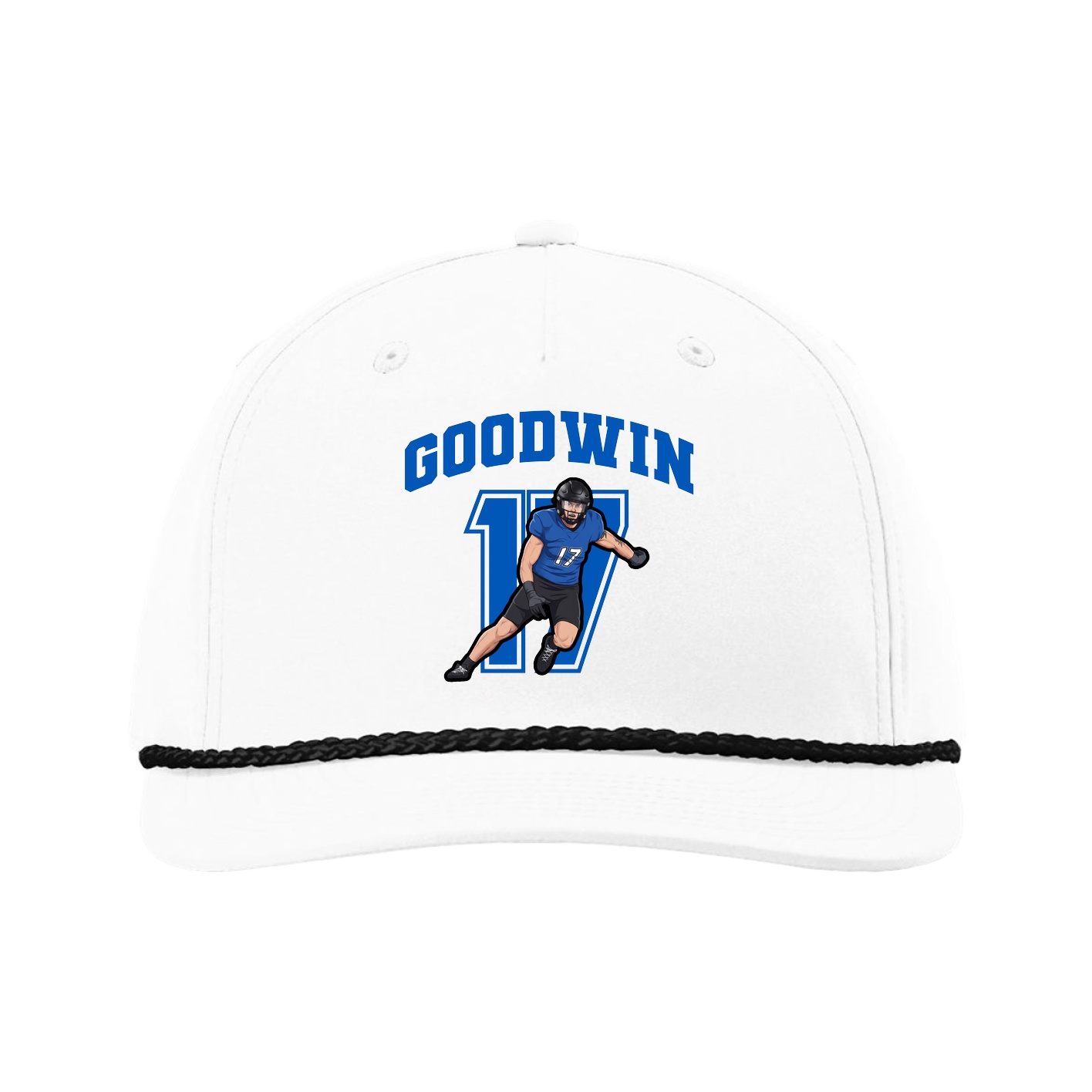 Five-Panel Classic Rope Cap — Number in White