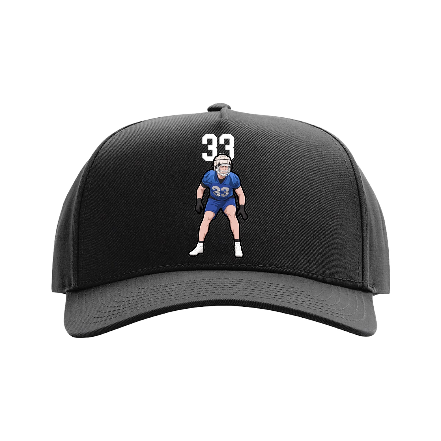 Full Fabric Five-Panel Champ Cap — Number Top in Black