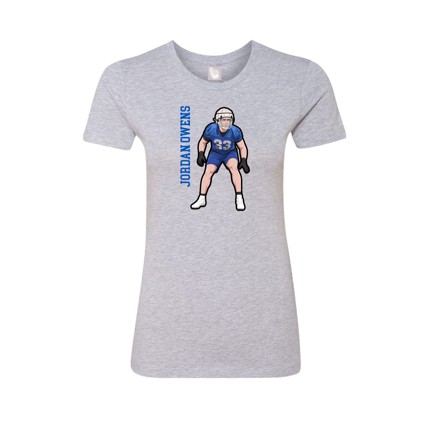 Fitted Women's Tee — Name Vertical in Grey