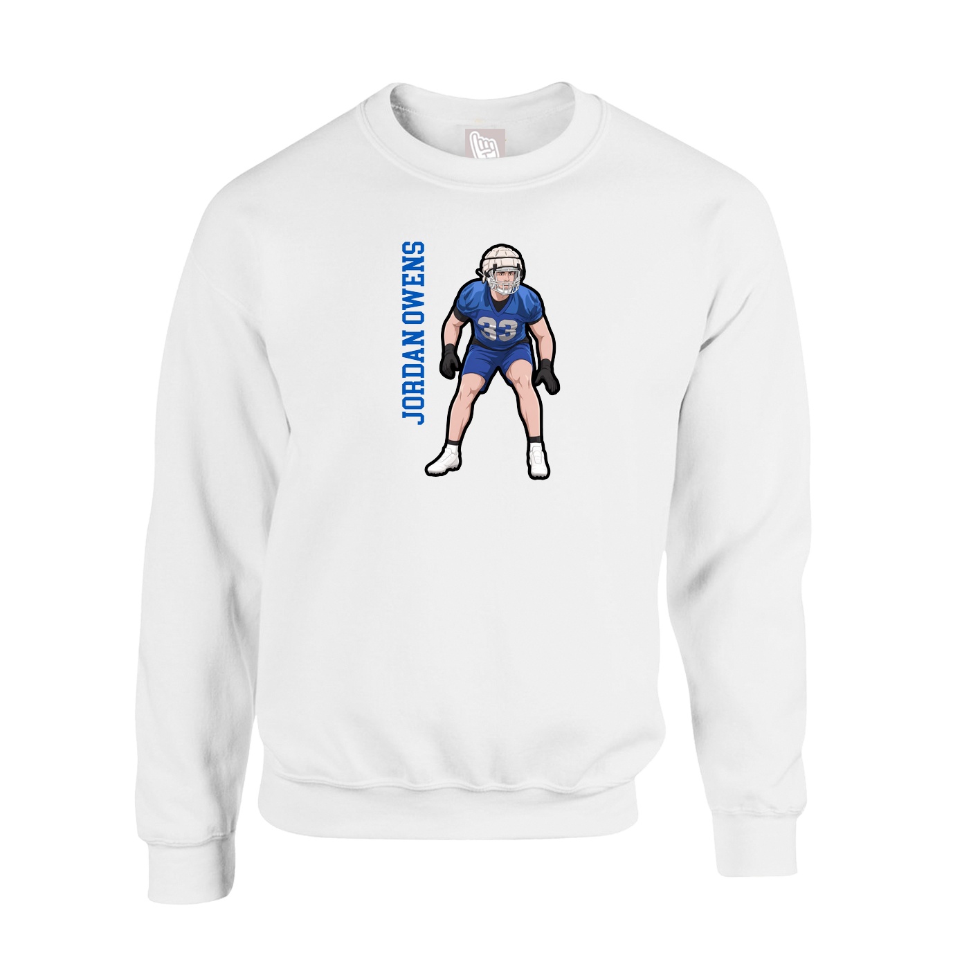 Fleece Crew — Name Vertical in White